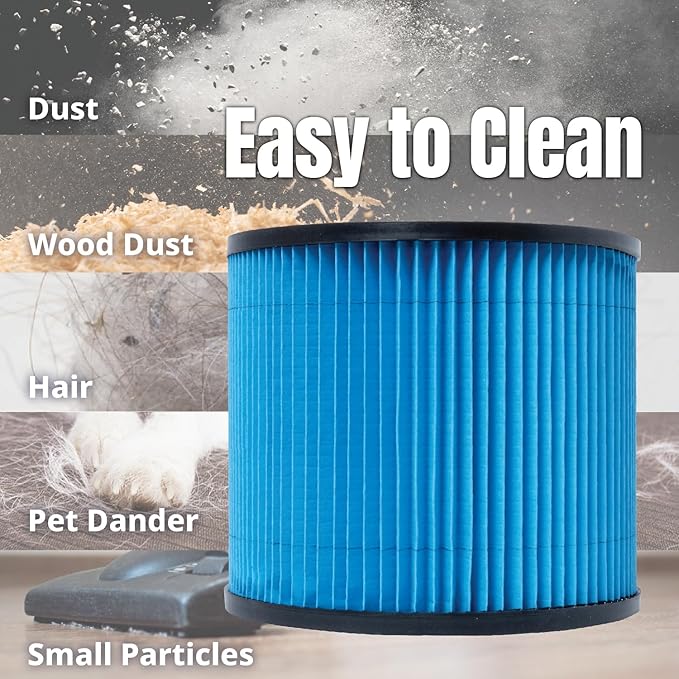 POWERTEC 90304 Cartridge Filters for Shop Vac, 90333, 90350, 9030433 Type U Replacement Filters, Fits Shop-Vac Most 5 Gallon and Above Wet/Dry Vacuum Cleaners, 1PK (75082)