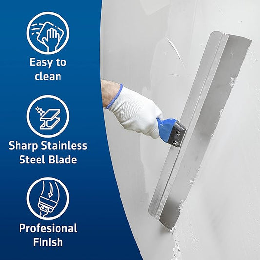 HOGARD Pro Taping Knife 24" - Stainless Steel Drywall Skimming Blade, Paint Scraper, Putty Knife, Essential Taping Tool