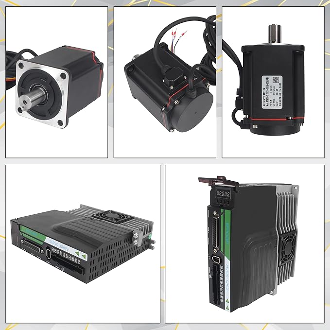 Without Brake 1000W AC Servo Motor Kit, CNC 220V 5.5A 3000rpm L3000 17-bit Encoder RS485 Servo Motor Driver Controller Kit for CNC Engraver Milling Machine/Robot