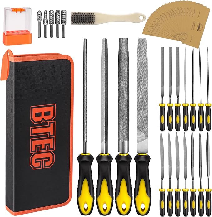 Metal File Set,46PCS Metal Files for Steel,4PCS Large File Woodworking Wood Files Set 14PCS Needle for Works Tools