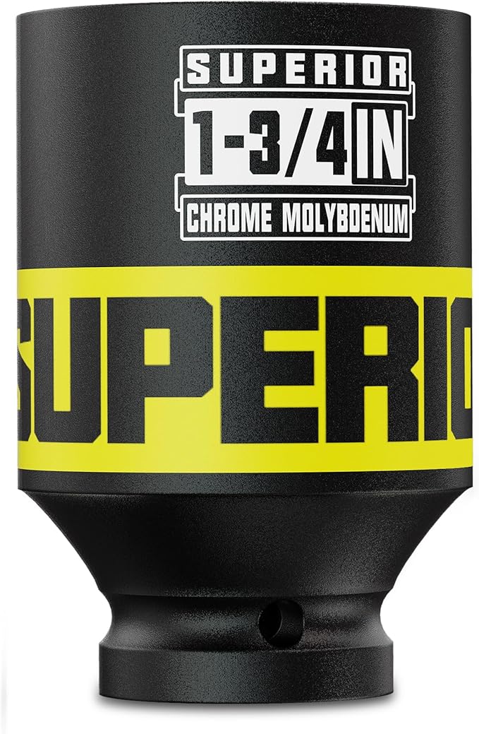 1/2" Drive Impact Socket, 1-3/4 Inch Deep Socket, SAE, 6 Point, CR-MO, for Automotive Maintaince Truck Tires Jumbo Fasteners