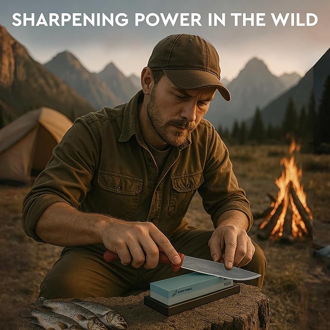 Sharp Pebble Premium Whetstone Knife Sharpening Stone 2 Side Grit 400/1000 Wetstone Kit -Wetstone Kitchen Knife Sharpener with Flattening Stone & NonSlip Rubber Base