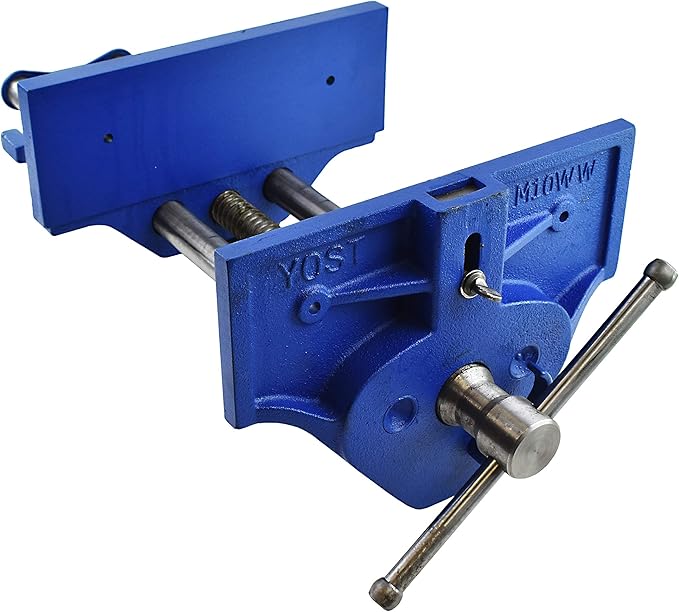 Yost Vises M10WW Rapid Action Woodworking Vise | Quick Release Lever for Quick Adjustments | 10 Inch Jaw Width | Made with Heavy-Duty Cast Iron | Blue
