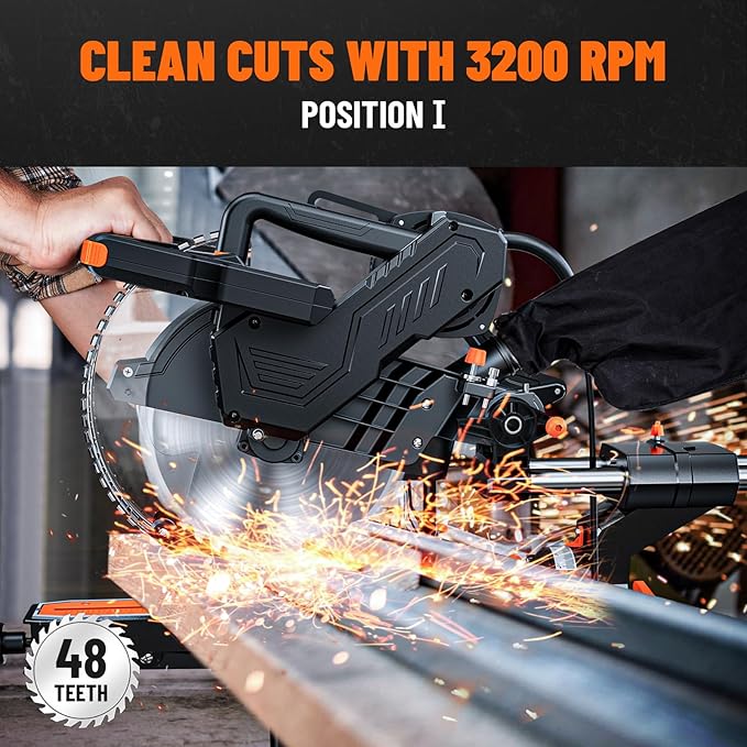 DOVAMAN Updated 10-Inch Dual Bevel Sliding Miter Saw, Multi-Material Cutting w/ 3 x TCT Blades, 2-Speed 5000/3200 RPM, LED Shadow Line, 0-45° Bevel & Miter Cut, Max Cut 3.5" x 13.4", 9 Positive Stops