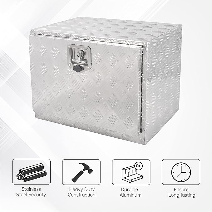 24 Inch Aluminum Underbody Truck Tool Box with T-Handle for Trucks, RV, ATV - Silver (24'' x 18'' x 17'')