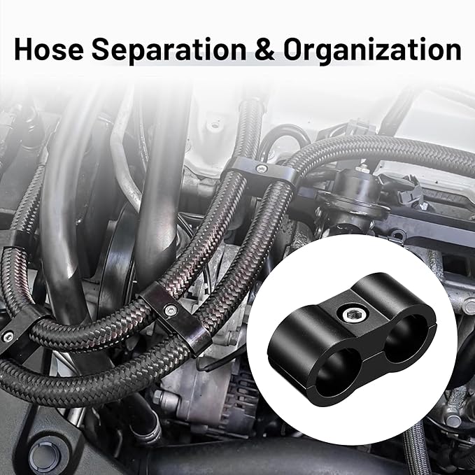 EVIL ENERGY Hose Separator Clamp,Fuel Line Mounting Clamp Aluminum Black (6, AN4)