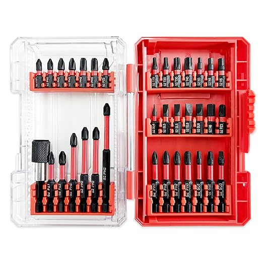 35 Pcs Screwdriver Bits Set, Hex S2 1/4 Impact Driver Bit Set, Anti-Tamper Security Torx Bit Set for Power Screwdrivers and Electric Drill Drivers, Allen Wrench Drill Bit Set with Case
