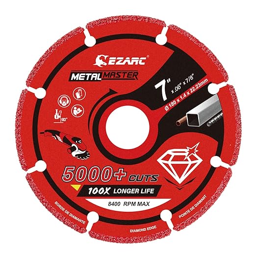 EZARC Diamond Cutting Wheel 7'' x 7/8 Inch for Metal, Cut Off Wheel with 5000+ Cuts on Rebar, Steel, Iron and INOX