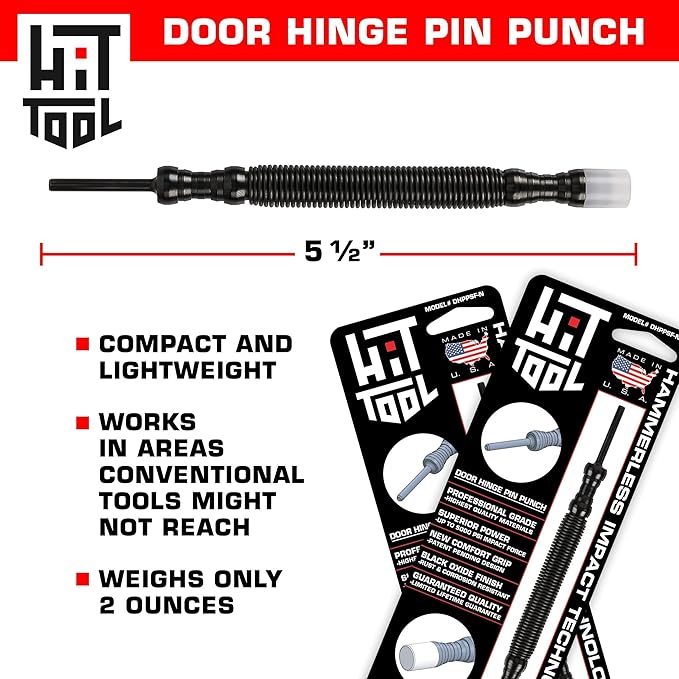 HIT Tool Door Hinge Pin Removal Tool - Spring Driven Door Hinge Pin Remover Punch and Nylon Faced Hammer