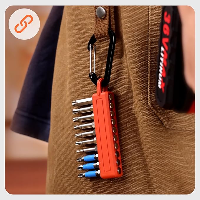 Katerk 3PCS Hex Bit Holder, 10 Holes Screwdriver Bit Holder Storage Organizer with Carabiner