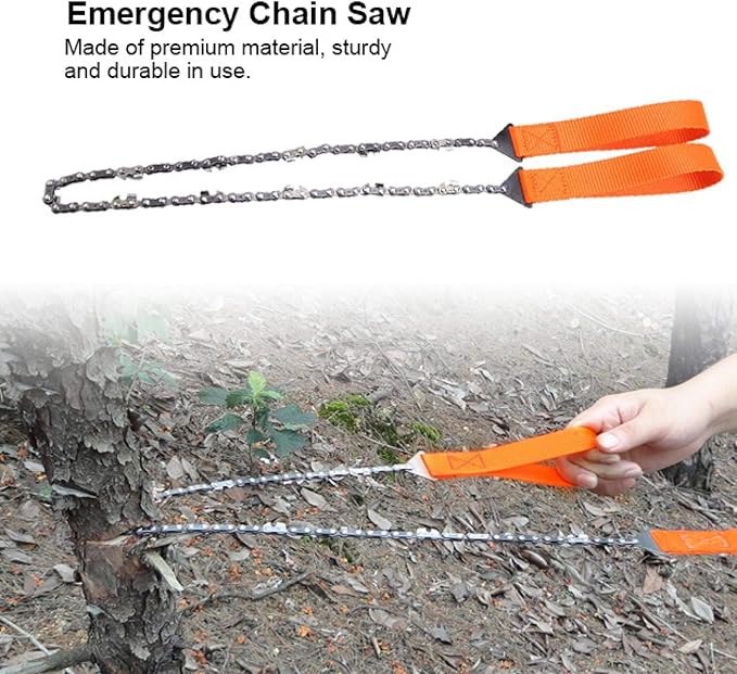 Pocket Chainsaw, 36 Inch Chain Rope Portable Hand Saw with 48 Bi-Directional Teeth chain saw Best Compact Handheld Camping and Survival Chain Saw for Fast Easy Cutting