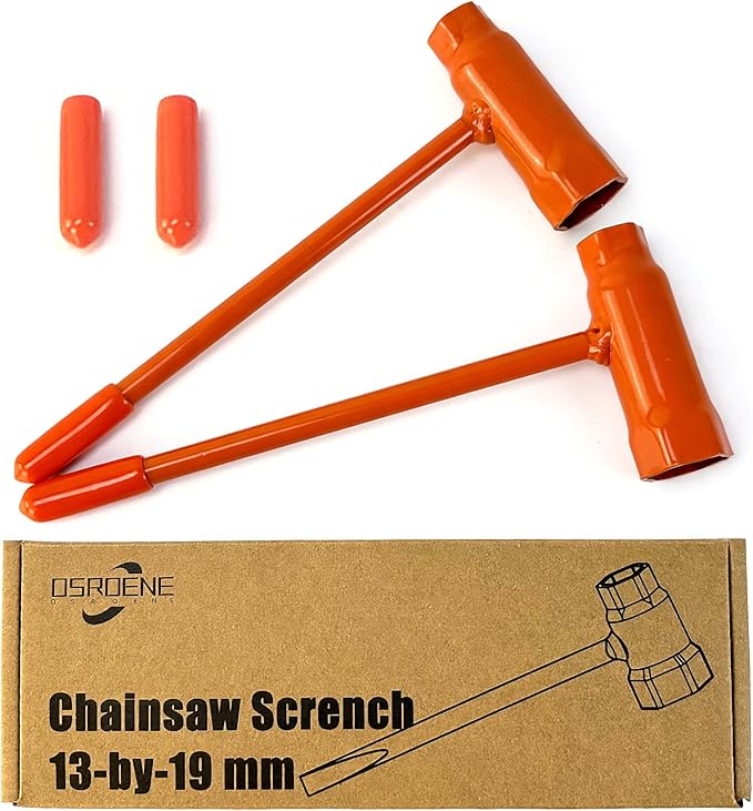 OSROENE 2 Pack Chainsaw Wrench, Orange Chainsaw Tool Compatible with Stihl Husqvarna, Chain Saw Scrench, 13 by 19mm 1/2x3/4 T-Wrench Spanner Tool