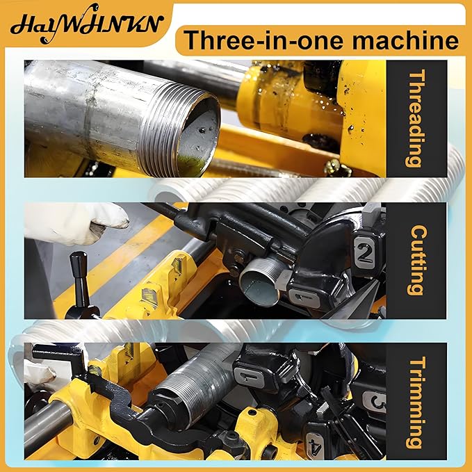 HayWHNKN Pipe Threader Machine, 1/2" to 3" Electric Pipe Threading Machine Cutter, 220V 750W Heavy Duty Power Threader with NPT & BSPT Dies, for Pipes in Plumbing, Electrical and Gas Installation