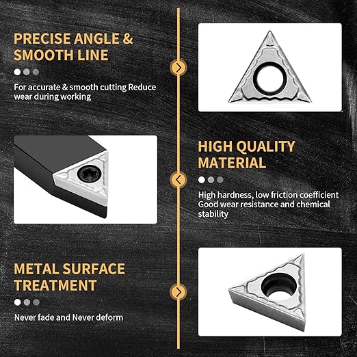 1/4" Indexable Carbide Turning Inserts Holder Set for Machining Lathes, 5 Pcs Set Metal Lathe Tools Inserts Bits with Carbide Inserts TCMT090204.