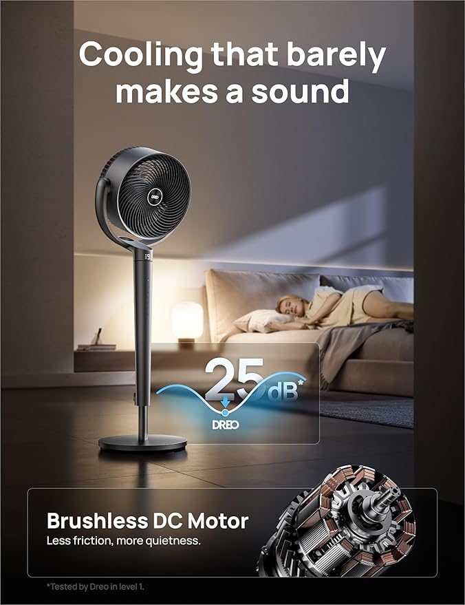 Dreo Oscillating Fan for Bedroom,150°+120° Omni-Directional Quiet Floor Fans with Smart Control, 110ft Pedestal Fan with DC Motor, 9 Speeds, 6 Modes, 43'' Inches, 12H Timer, Wi-Fi/Voice/Alexa