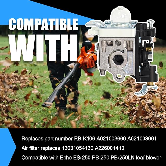 Podoy PB250 Carburetor Compatible with Echo PB-250 PB-250LN ES-250 RB-K106 Leaf Blower with Air Filter Tune Up Kit
