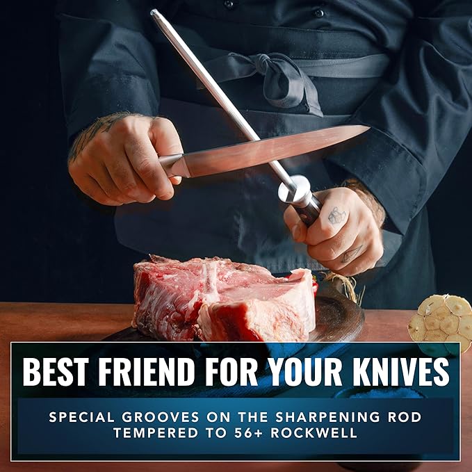 Cutluxe Honing Rod, Sharpening Steel for Kitchen Knives ??12" Honing Steel ??Ergonomic Handle Design ??Artisan Series