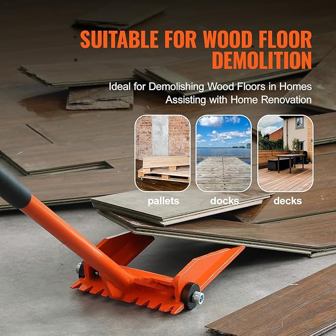 VEVOR 60'' Handle Demolition Bar, 2000 lbs Weight Capacity Flooring/Hardwood/Deck Board Demolition Tool, Multipurpose Demo Tools for Flooring, Framing, Roofing, Trim, Drywall