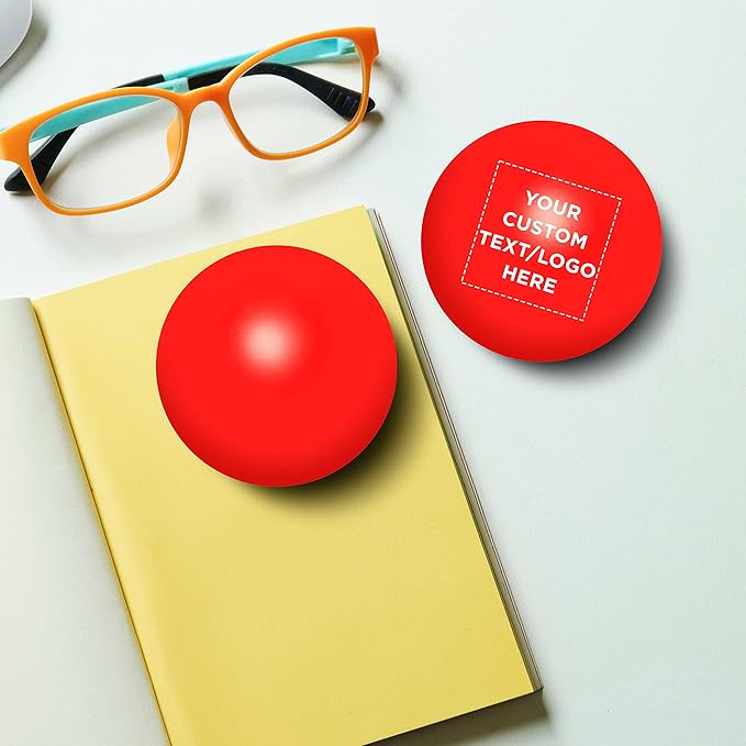Custom Stress Balls for Adults, 100 Pack, Personalized Text, Logo, Hand Exercise, Perfect for Your Desk, Office, or Home, Red