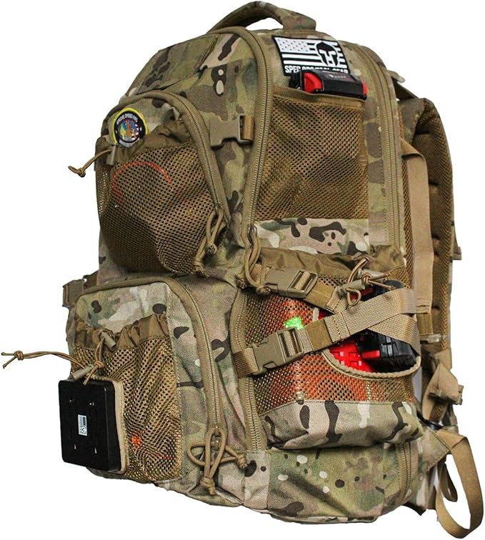 Spec Ops Tool Gear SF-18 Zulu Cordless Tool Backpack, Heavy Duty Military Bag, Charging Station Tactical Backpack - The Breacher (OCP)
