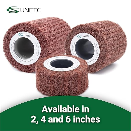CS Unitec | PTX Fleece Nonwoven Wheel | 60 Grit Metal & Wood Grinder Polisher Tool Wheel Attachment | 4" Diameter x 2" Wide