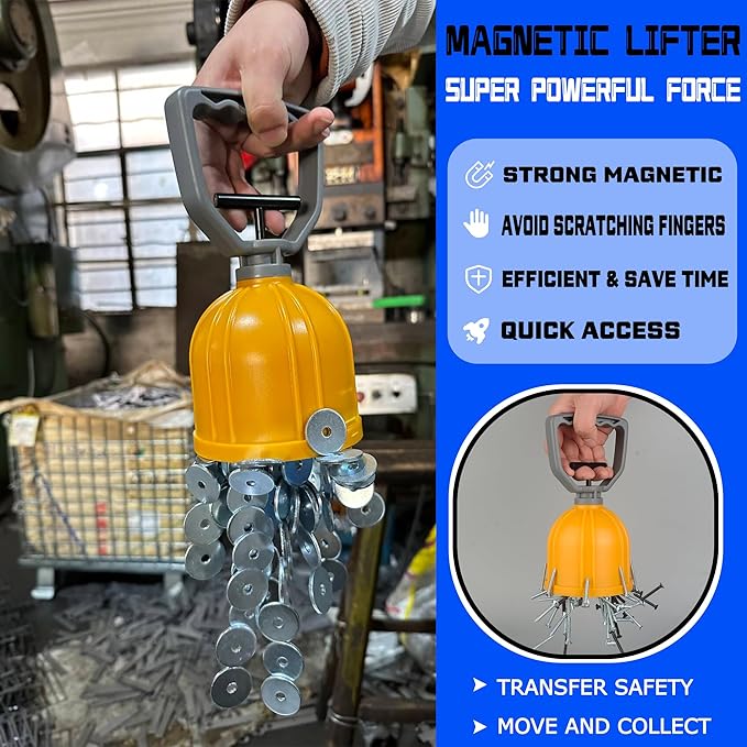 ULIBERMAGNET Magnetic Transfer Pickup Tool,Quick Release Magnetic Bulk Parts Manual Lifter,Material Handling Magnet,Pickup Magnetic Sweeper for Small Metal Object,Nails,Nut,Screw, Tacks,Metal Scraps
