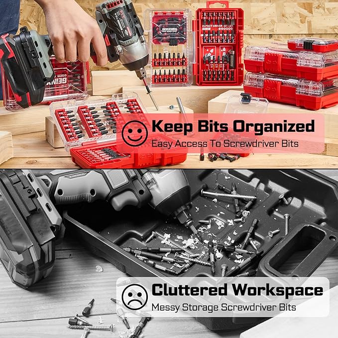 66Pieces Impact Screwdriver Bits Set, Magnetic S2 Steel 1??2??3??Phillips/Square/Torx/Slotted Bits Tips,Impact Bit Holder and Nut Driver with Storage Box Case