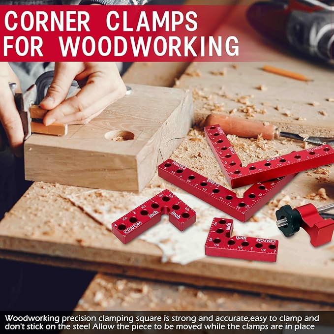 Crafom Corner Clamp for Woodworking, 90 Degree Corner Clamp With Box, Set of 8(3??5.5?? Aluminum Alloy Right Angle Clamp, Wood Working Tools, Positioning Squares for Frame, Box, Cabinets, Drawers.