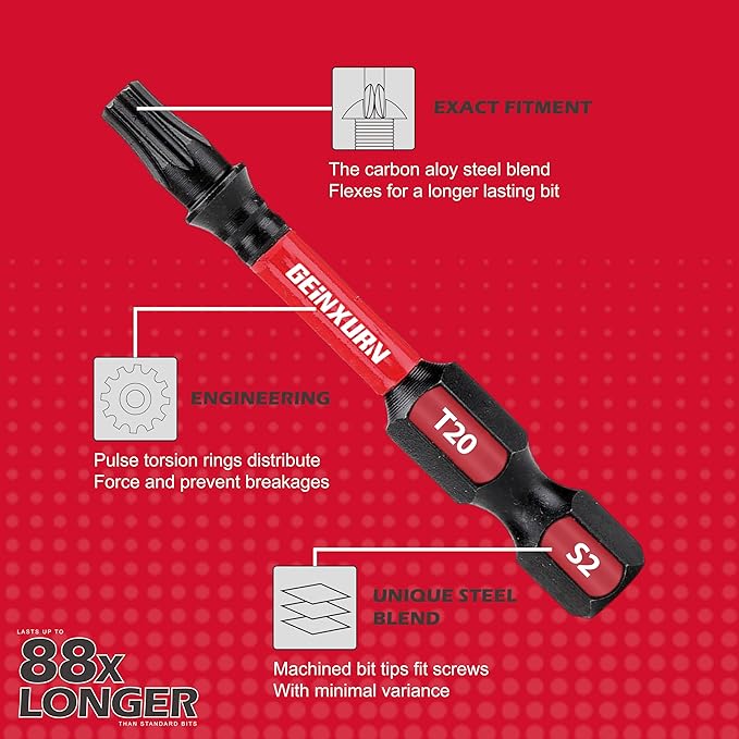Impact Tough Phillips Square Torx 2 in. Insert Driver Bits, 35Pack Bulk T20/T25/PH2/SQ2 Screwdriver Power Bits Set