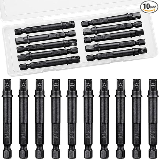 Impact Adapter Square Socket for Drills Extension Driver Bits Hex Impact Socket Adapter for Automotive DIY(1/4 Inch Square Tip,Black)