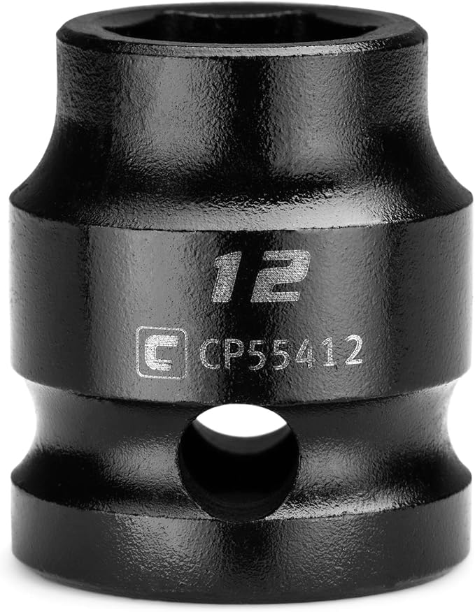 Capri Tools 12 mm Stubby Impact Socket, 1/2 in. Drive, 6-Point, Metric, CP55412