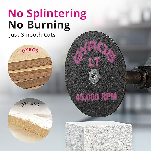 GYROS 1.5??Resin Cut-Off Wheels for Rotary Tools | 12 Double Fiberglass Reinforced Discs | For Wood, Plastic, Stone, Aluminum, Copper, Brass | Dremel Cutting Tool Accessory | Made in USA 11-32154/12