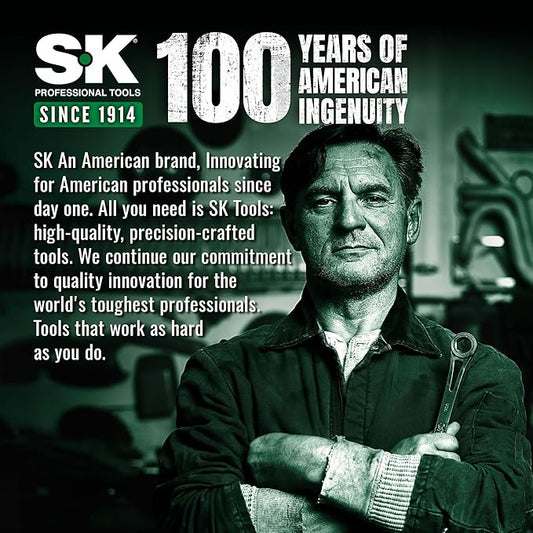 SK 10-Inch Adjustable Wrench, 1-1/4" Jaw Capacity, Cr-V Steel, SAE&Metric Scales