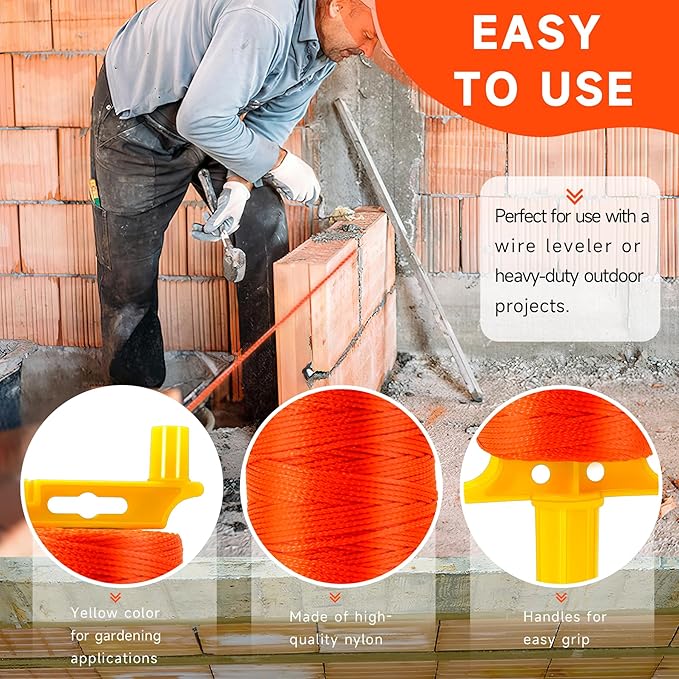 2 Pack Mason Line with Handle,540ft #18 Braided Nylon Mason Line for Gardening, Masonry Tools, Surveying, Kite Twine String or DIY Project
