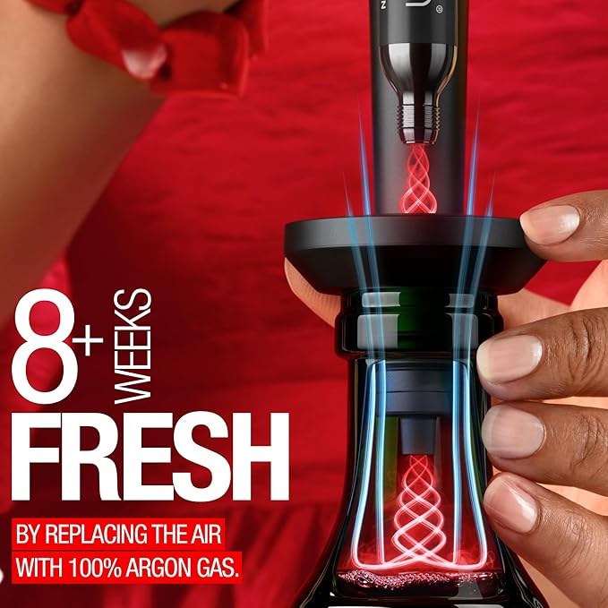 zzysh짰 3 in 1 Wine Saver, Stopper & Argon Gas Wine Preserver Up to 8 Weeks - Wine Preservation System with Argon Gas Cartridges For Wine - Most Inspired Wine Set Gifts for Women, Men Wine Lovers