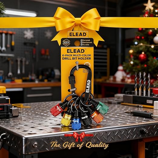ELEAD 6-Piece Bit Holder Key Chain, 1/4 inch Multi-Color Hex Shank Bit Holders, Quick Release Design with Keychain Carabiner for Nut Driver, Screwdriver & Drill Bits, Tools Gifts for Men
