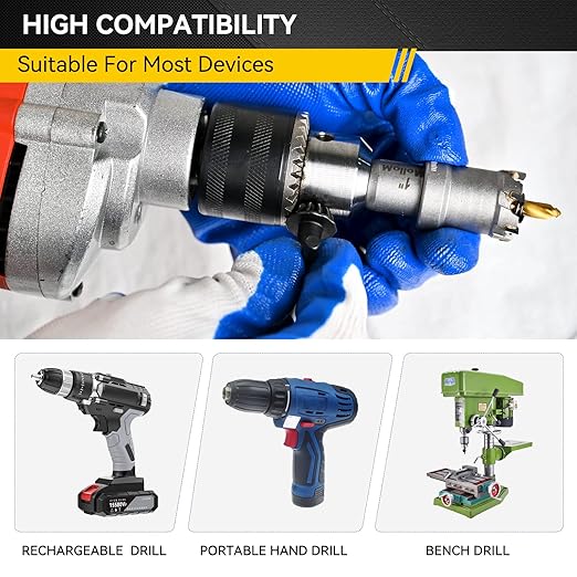 Mollom 10Pcs (16-53mm) TCT Carbide Hole Saw Kit for Hard Metal, 10Pcs Hole Cutters with 5Pcs Extra Pilot Drill bits and 3Pcs Hex Keys for Stainless Steel, Iron,Aluminum,Alloy,Metal.