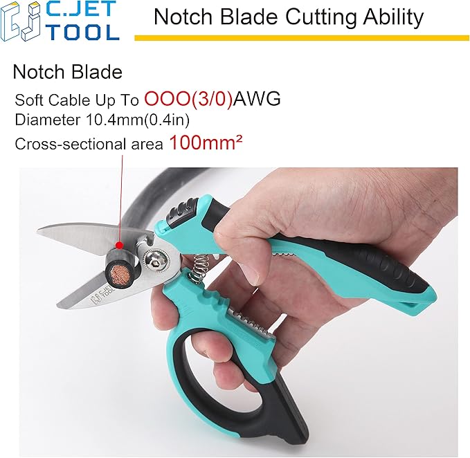 8" Stainless Angle Type Electrician Scissors Heavy Duty Professional for Aluminium Copper Soft Cable