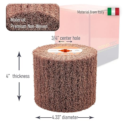 Non Woven Burnishing Wheel, 4.33" x 4", 110x100mm, for Burnishing Polishing Machine, 3/4 Inch Arbor