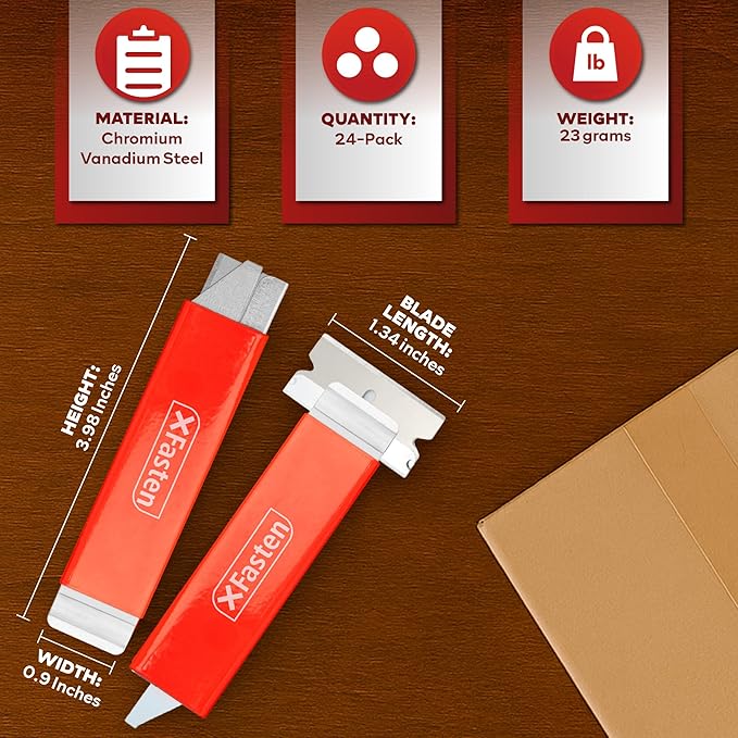XFasten Flat Box Cutter Retractable Bulk 24-Pack Slim Utility Knife Retractable with Single Edge Razor Knife Blade Scraper, Portable Mini Box Cutter Bulk for Cardboard, Vinyl, and Paper Letter Opener
