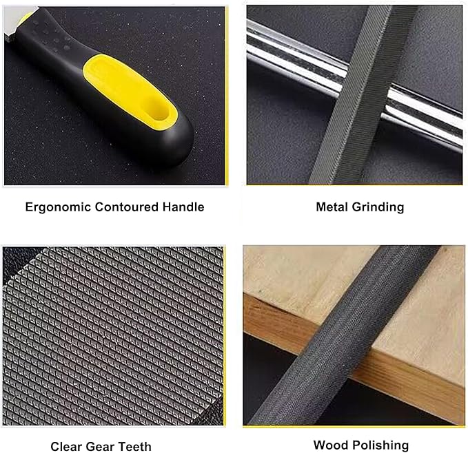 Metal File Set 3PCS Kit, 8 Inch High Carbon Steel File Blade Square Flat/Round/Half-Round Files for Metal, Wood, Carpentry, DIY, Comfortable Anti-Slip Grip