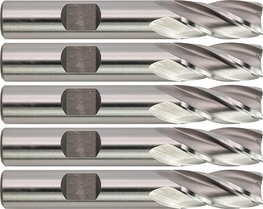CME 5 pcs M42 Cobalt End Mills, Square Nose, Bright (Uncoated) Finish, 3/8" Mill Diameter, 3/4" Length of Cut, 2 1/2" Overall Length, 4 Flute, Center Cutting