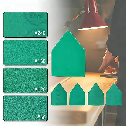 80 Pack Box Triangle Sanding Sheets 90 * 65mm Fits M12 Sanders竊?0, 80竊?20, 240 Grit (20 of Each) Heavy Duty Hook & Loop Detail Sanding Paper