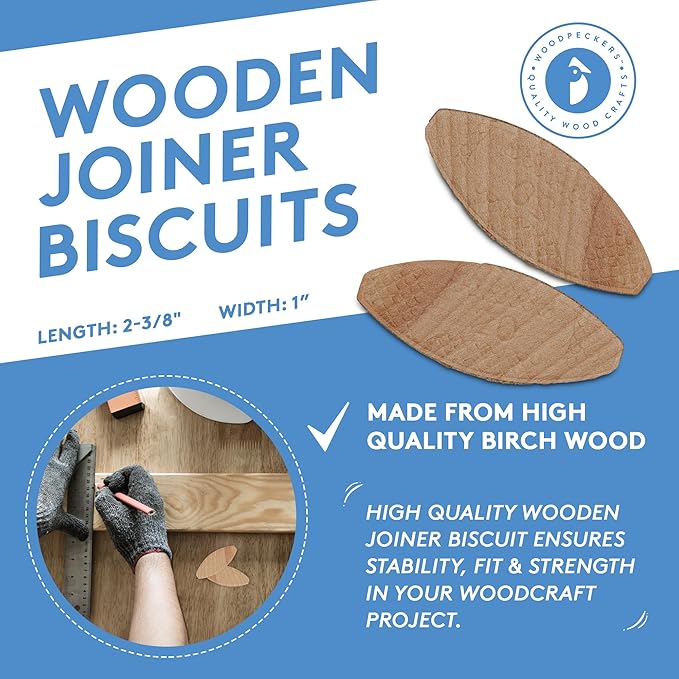 Wooden Joiner Biscuits, Size 20, Pack of 500 Pieces, Premium Birch Wood Joining Biscuits for Strong & Precise Joints