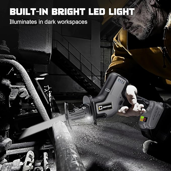 Cordless Reciprocating Saw Compatible with DeWalt 20V Max Battery, Brushless motor, Variable Speed 0-3000 Spm, Tool Free Blade Change, 4 Saw Blades for Wood/Metal/PVC Cuts (NO Battery)
