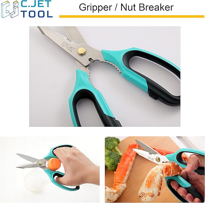 8" Heavy Duty Scissors, Utility Scissors All Purpose for Cardboard, Plastic, Carpet, Rope, Leather. Sharp Stainless Steel Blades, Non?멣lip Handle, Kitchen Shears for Food, Meat & Poultry