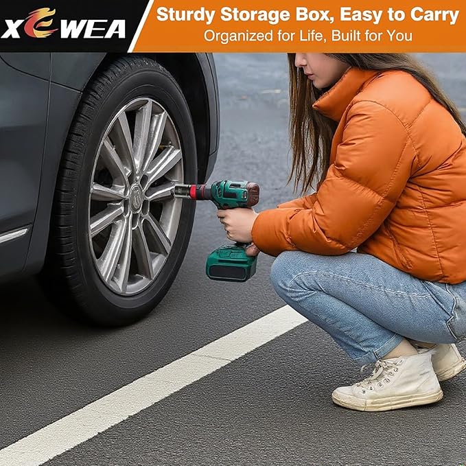 XEWEA 1/2 Inch Drive 18.5mm x 19.5mm Thin Wall Impact Flip Socket, Lug Nut Impact Socket Set Double Ended Thin Wall Nut Sockets CR-MO Twist Removal Tool for Stripped Rusted Bolts