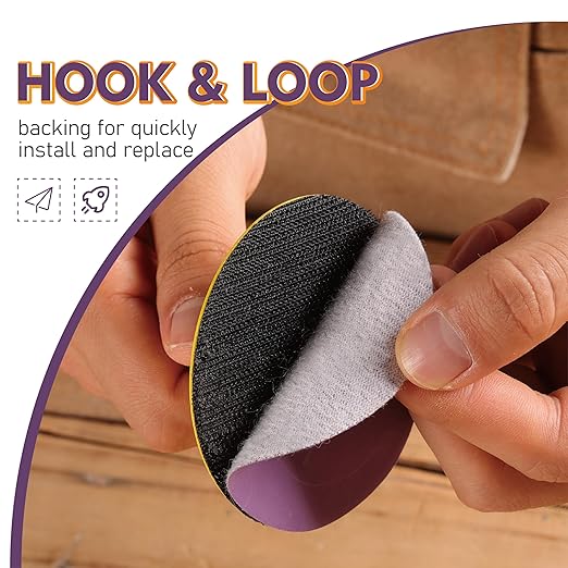 POLIWELL 148Pcs 3 Inch Sanding Discs Hook and Loop, Purple Alumina Abrasive Sandpaper (80-5000 Girt) with 1/4??Backing Pad and Soft Interface Pad for Wood, Metal, Drywall, Polishing, Grinding