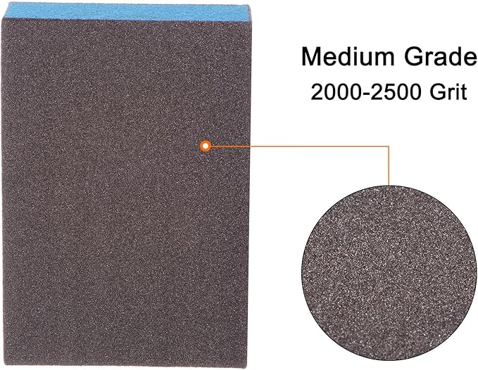 HARFINGTON 8pcs Sanding Sponge Blocks #280 (2000-2500 Grits) Wet/Dry Hand Sanding Sponges, 100x70x25mm Foam Sanding Block Pad for Polishing Kitchen Metal Wood Drywall Furniture, Brown&Blue