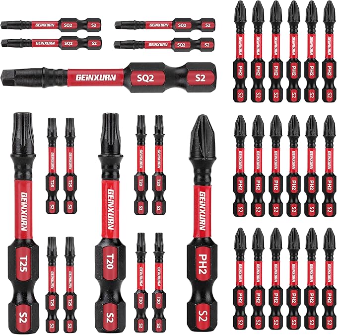 Impact Tough Phillips Square Torx 2 in. Insert Driver Bits, 35Pack Bulk T20/T25/PH2/SQ2 Screwdriver Power Bits Set